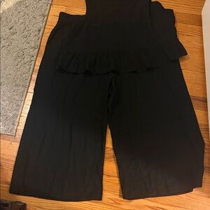 Black Wide-Leg Jumpsuit with Ruffle Waist